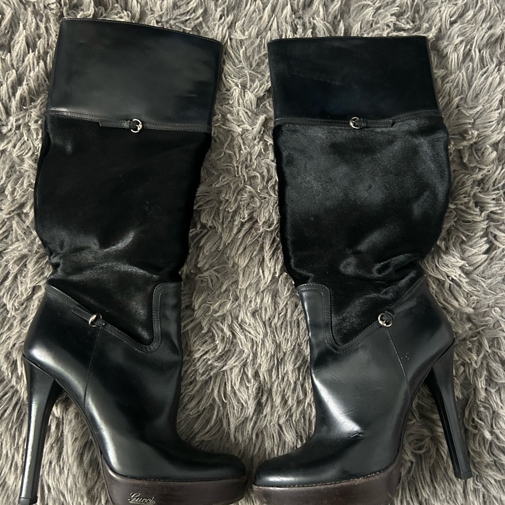Gucci FALL 2008 (Black, Ponyhair, Leather Heeled Boots)